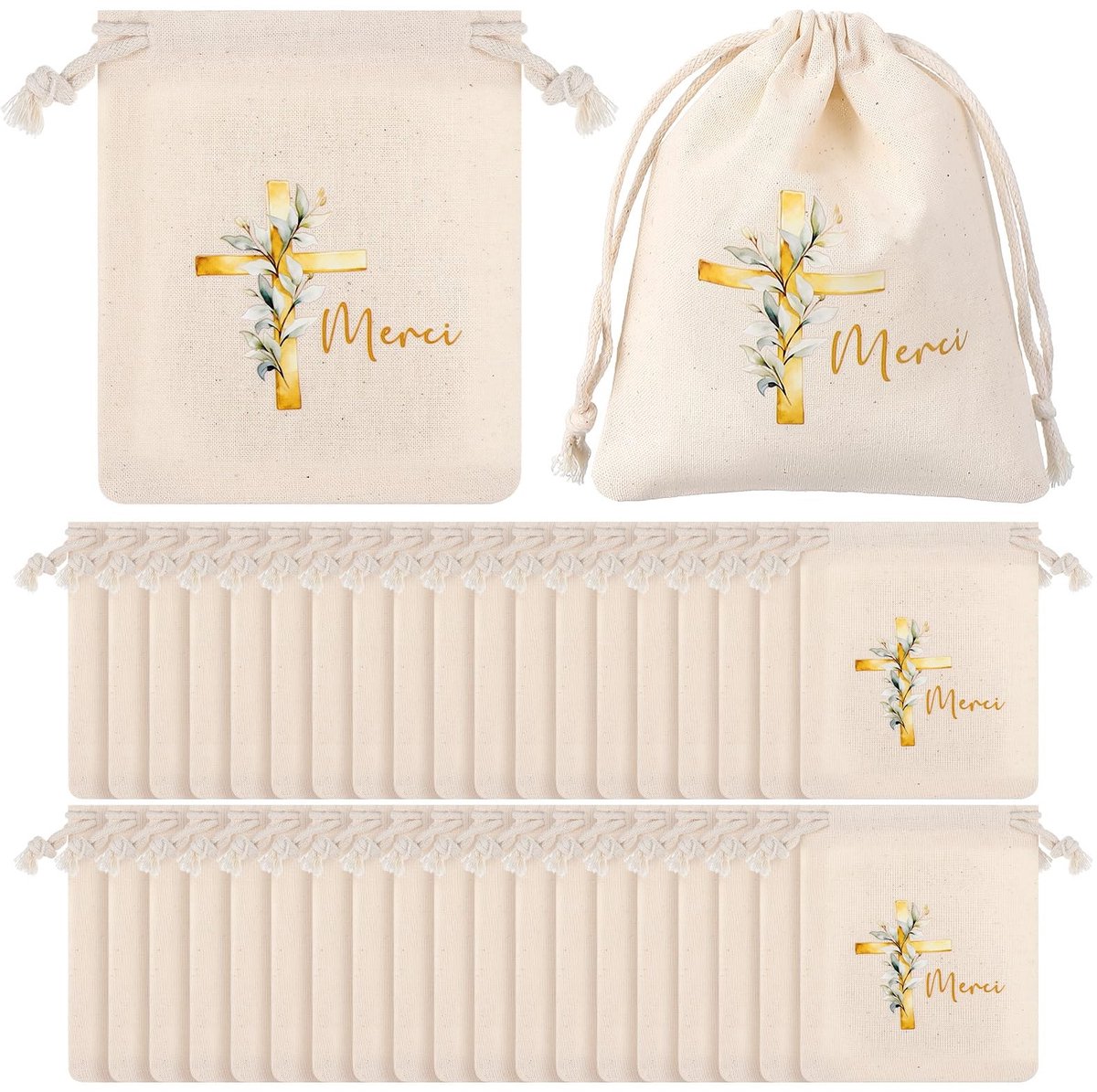 Dailygoods- Cadeauzakjes 40 Stuks - Bruiloftsbedankjes - Feestbedankjes - Bewaarzakjes - Verjaardagen - Geboortes - Katoen 10 x 12 cm - Geschenkzakjes