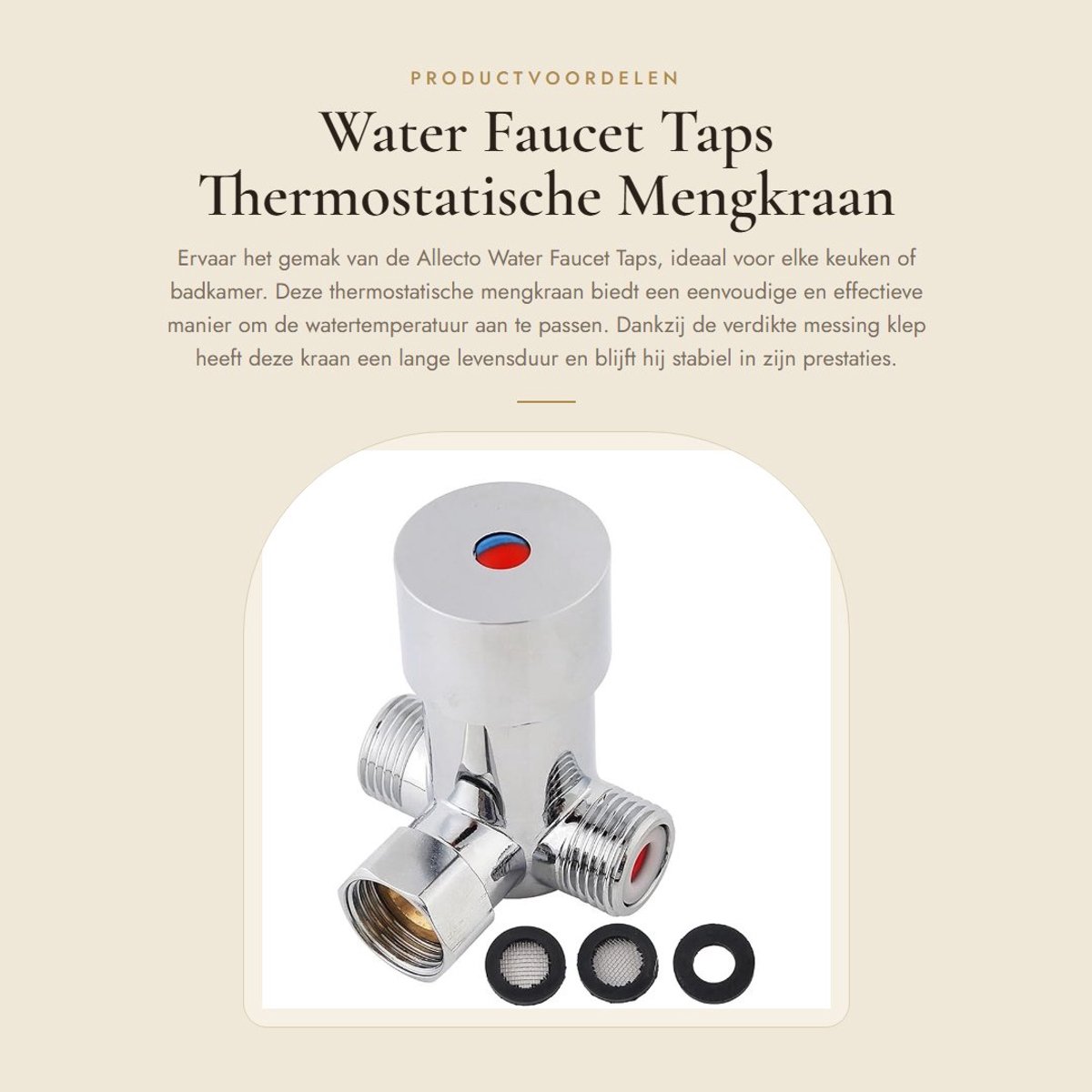 Dailygoods- Thermostatische Mengkraan - Verdikte Messing Klep - G1/2 Schroefdraad - Warm/Koud Water Mengverhouding - Eenvoudige Installatie - Terugstroombeveiliging