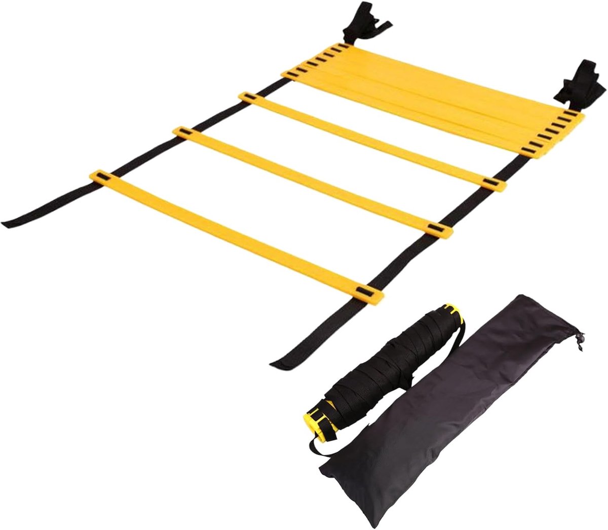 Behendigheidsladder - Fitnessladder Training - Sportprestatie Verbeteren - Onmiddellijke Installatie - 500 x 40 cm - Zwart