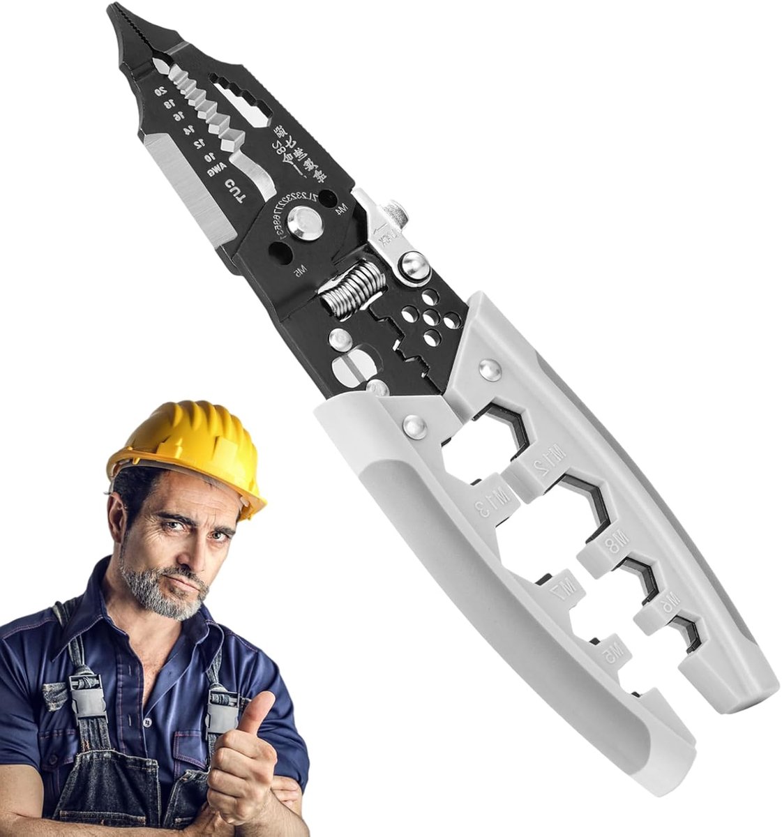 Draadstripgereedschap - Multifunctionele tang - Elektra aanleggen - 28-in-1 functie - 190 mm lengte - Zwart