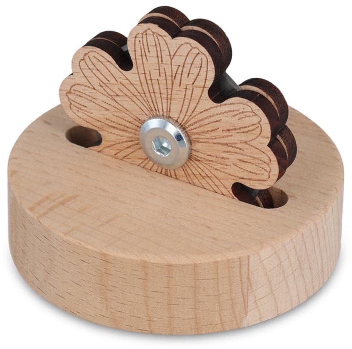 Dailygoods- Draadsnijder Houtsnijwerk - Madeliefjesdraadsnijder - Antislipbasis - Roestvrij Staal - Houtkleur - 7,5 x 6 cm - Garensnijder