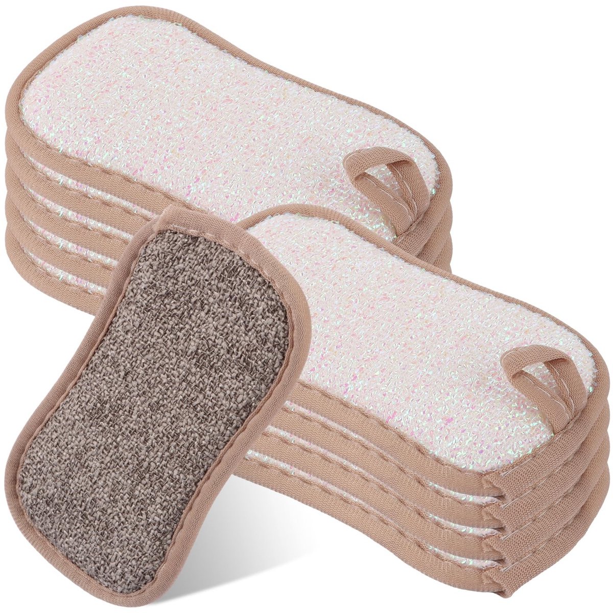 Dailygoods- Schuursponzen Set van 10 - Dubbelzijdige Microvezel - 16,5 x 9,5 cm - Krachtige Reinigingsfunctie - Herbruikbaar - Antivettige Eigenschappen - Keukenspons