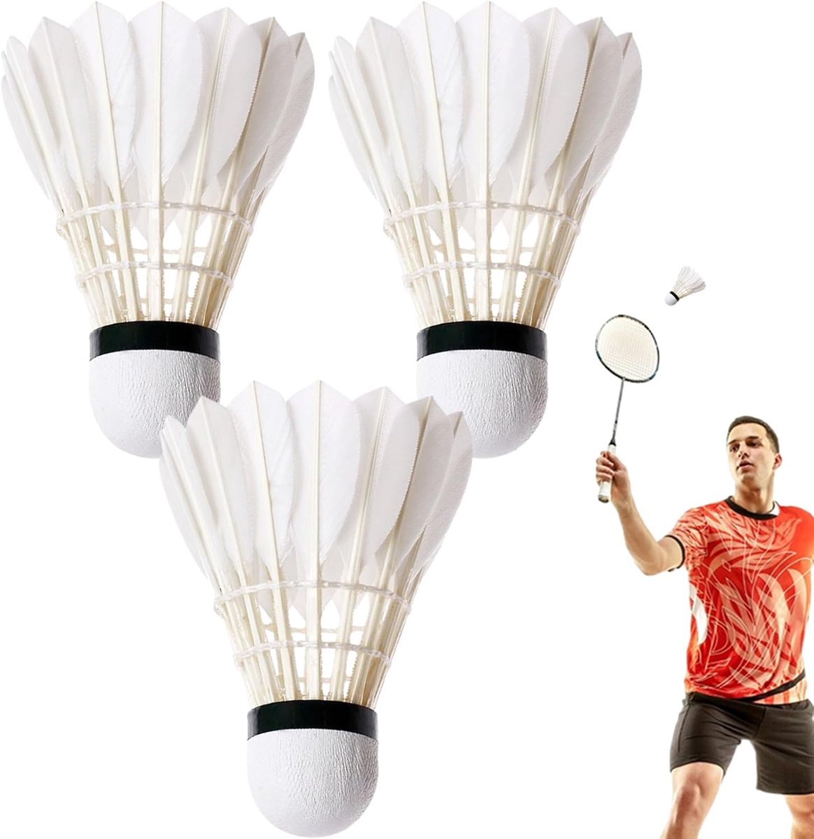 Badminton Veerballen - Oefenballen - Sport en Spel - Natuurlijke Constructie - 3 Stuks - Wit