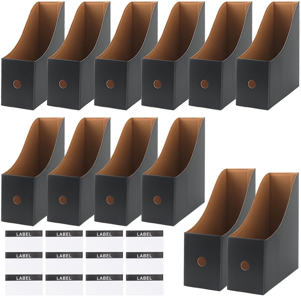 Dailygoods- Magazinehouder A4 - Set van 12 - Duurzaam Kraft Papier - Documenthouder - Desk Organizer - Ruimtebesparend Design