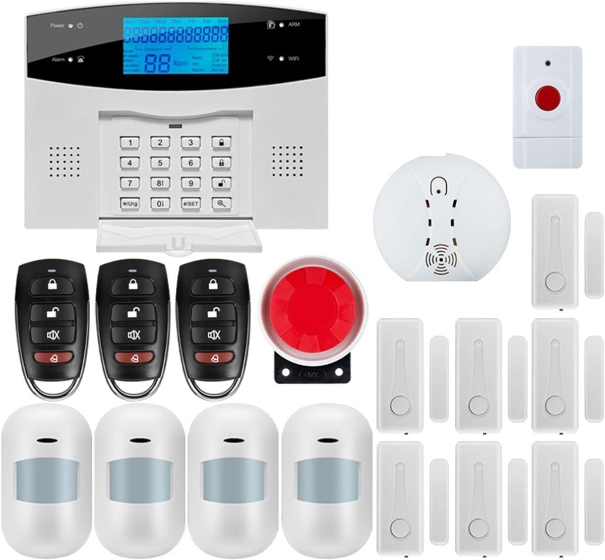 Slim Alarmsysteem - Inbraakkit - Huis Beveiligen - GSM PSTN Connectiviteit - 99 Zones - Wit