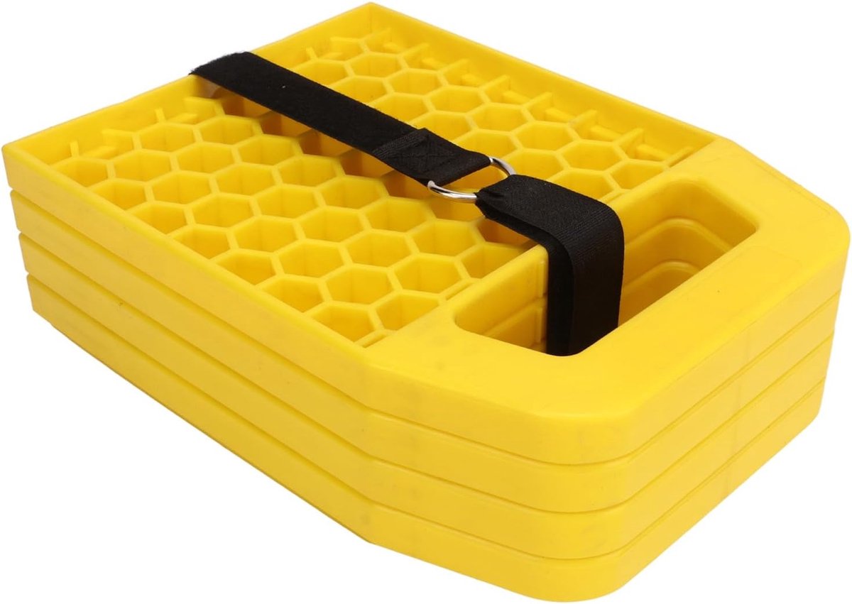 Stabilisator Jack Pads - Nivellerende Blokken - Ondersteuning Voertuig - Stapelbaar Ontwerp - 4 Stuks - Geel
