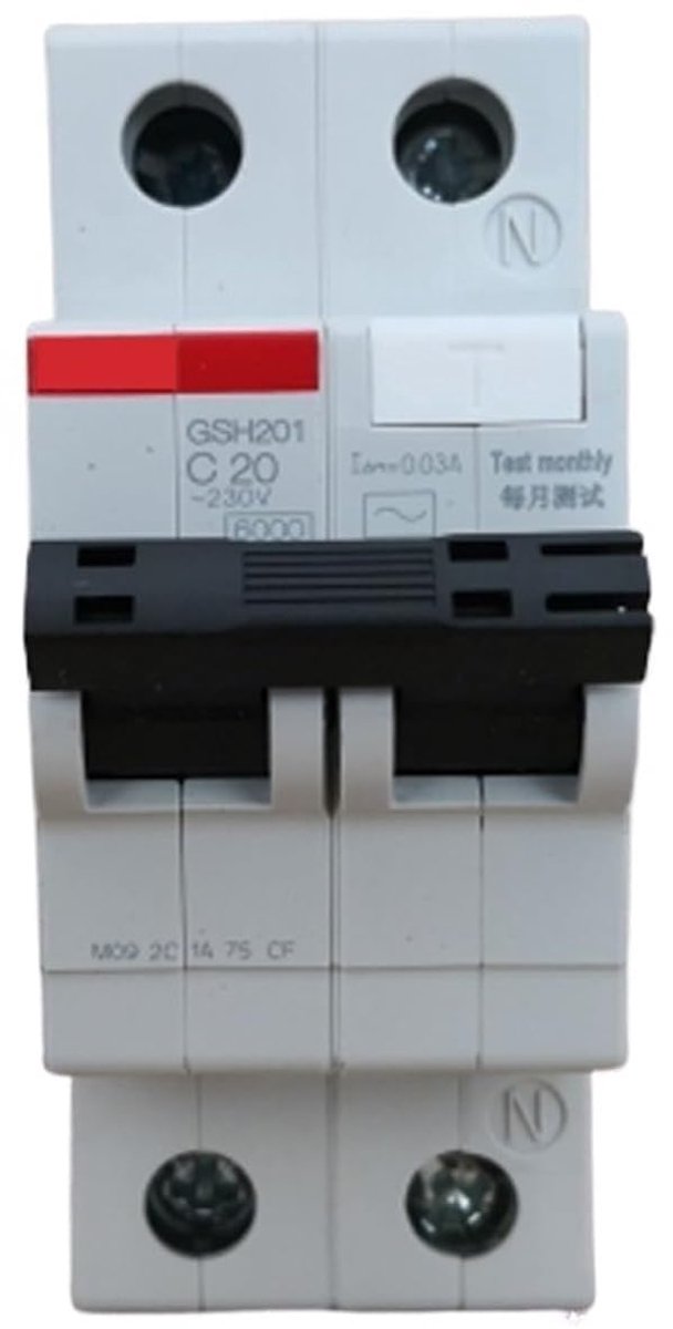 Stroomonderbreker - Foutstroombeveiliging - Elektrische veiligheid - Type C AC elektronisch - 3P 20A - Grijs