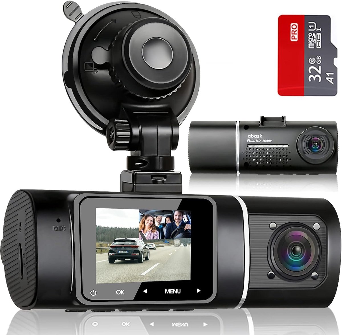 Auto Camera - Ritregistratie - Veiligheid Onderweg - Dubbele Opname - 310 Graden - Zwart