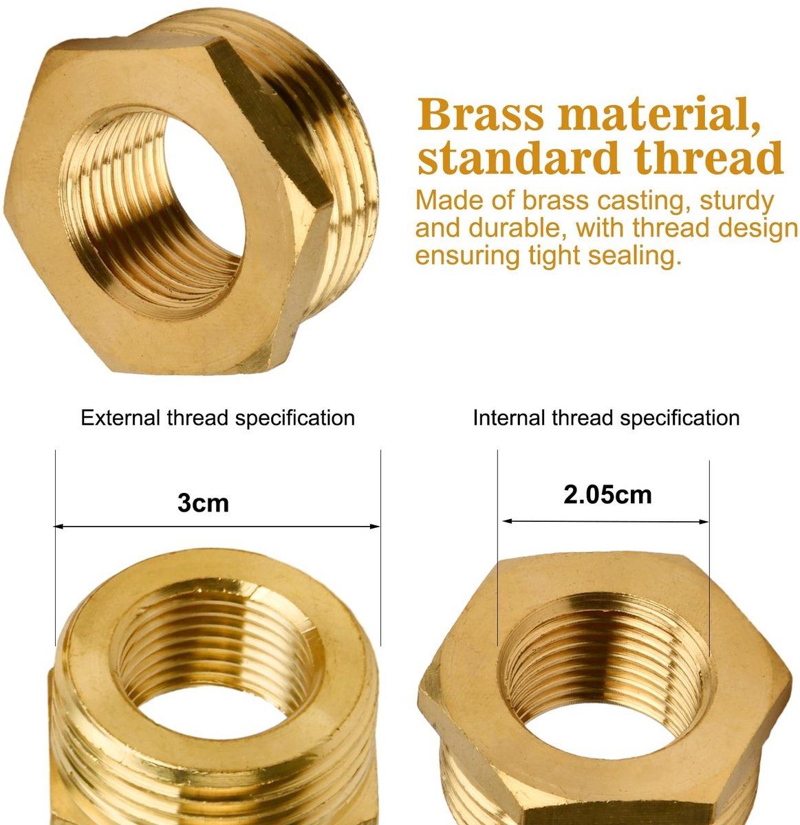 Dailygoods - Brass Hex Hose Tube Reducers Adapter - Verbindingsadapter - Goudkleurig - Waterdicht - Kwaliteitsmateriaal - Geschikt voor tuinslangen -...