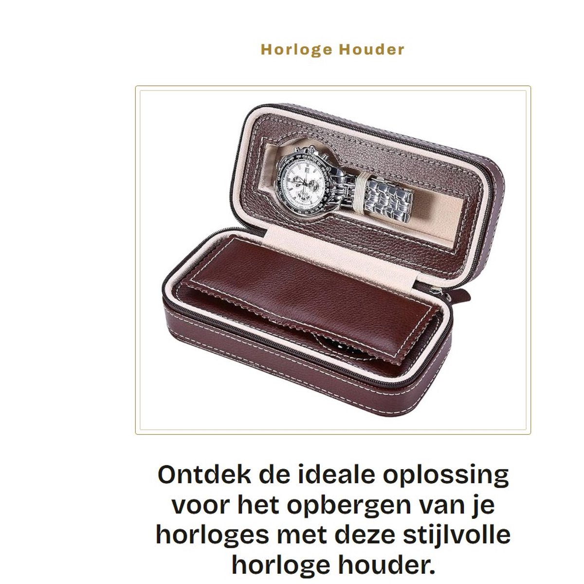 Dailygoods- Horlogehouder - 2 Compartimenten - PU-Materiaal - Waterdicht - Zacht Pluismateriaal - Rits Opbergdoos - Horlogedoos