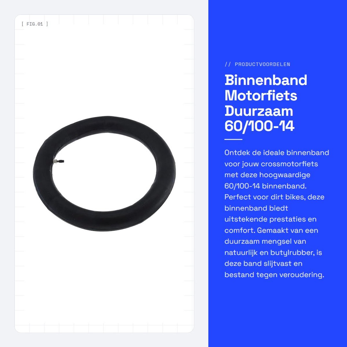 Allecto - Binnenband - Motorfiets - Duurzaam - 60/100-14 - Geschikt voor Dirt Bikes - Rubber Luchtkamer