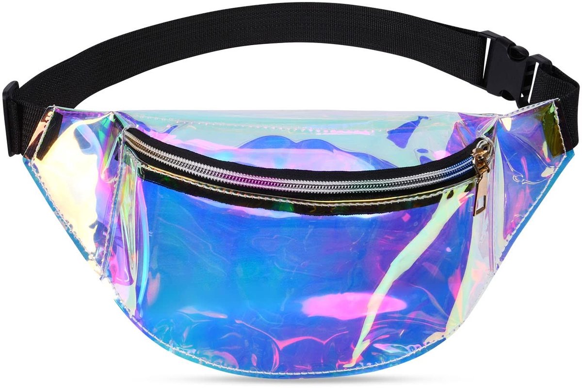 Dailygoods - Lederen modieuze heuptas voor dames, glanzende heuptas, festival, rave, crossbody heuptas, perfect voor sport, hardlopen, feest, carnaval