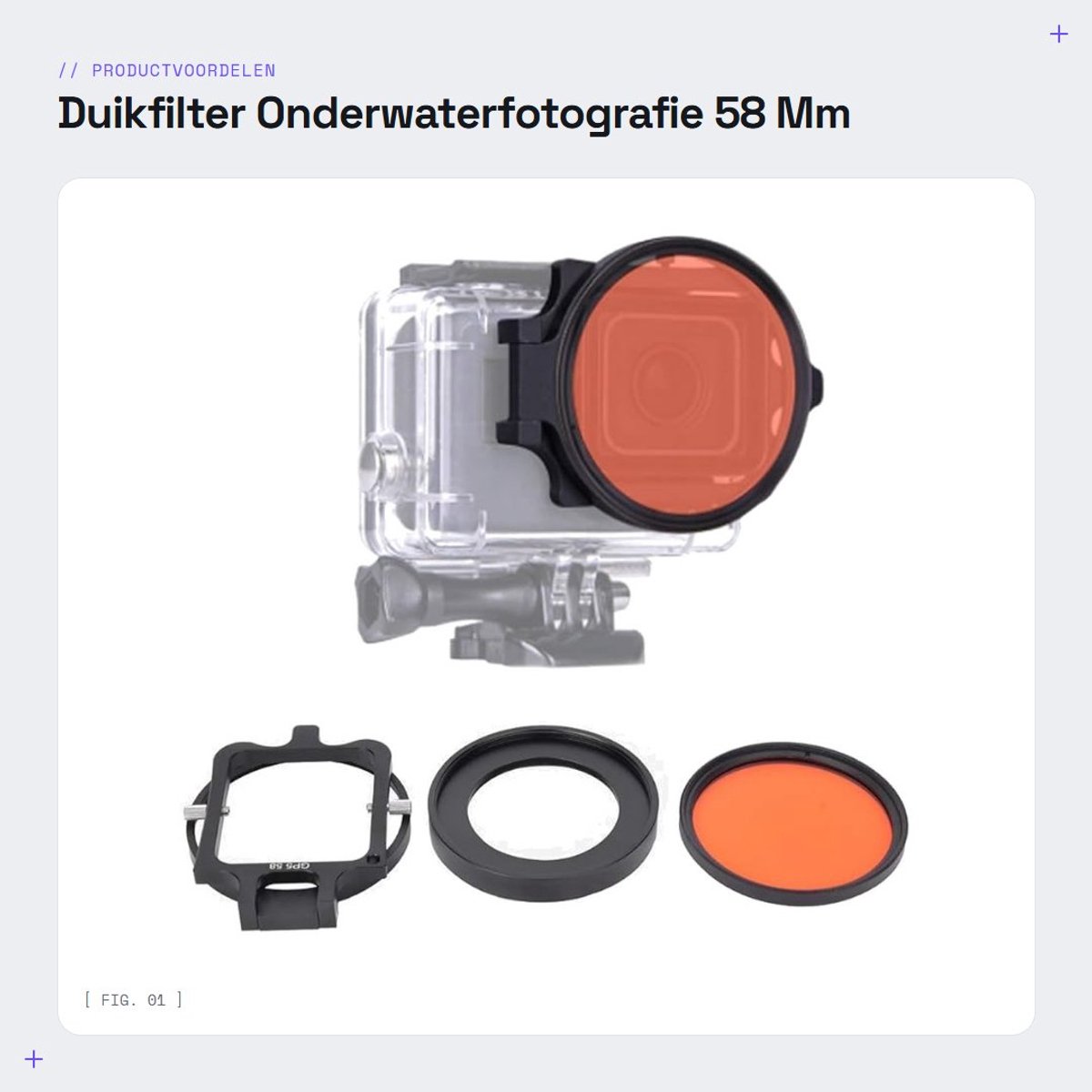 Dailygoods - Duikfilter - Onderwaterfotografie - 58 Mm Optisch Glas - Rood Duikfilter - Met 16x Macrolens - Geschikt voor Actiecamera's - Compact formaat