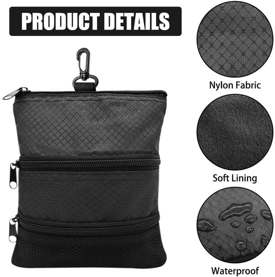 Golftas Draagbaar - Golfbal Organizer - 3-Laagse Ritssluiting - Hoogwaardig Oxford-Materiaal - Praktisch en Compact - Handig Haakontwerp - Golfaccessoire — afbeelding 2