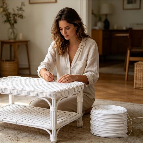 Reparatieset riet - Vlechtwerk materiaal - Meubels herstellen - Waterdichte strips - 120 meter - Wit van Merkloos — afbeelding 5
