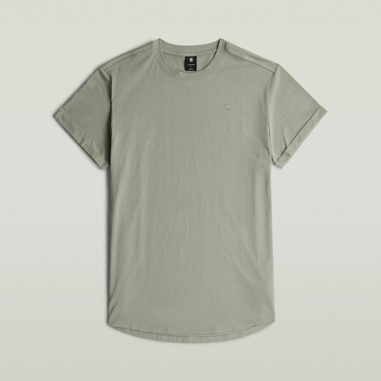 Een lichtgroen G-Star T-shirt met korte mouwen, een ronde hals en een geborduurd logo op de borst.