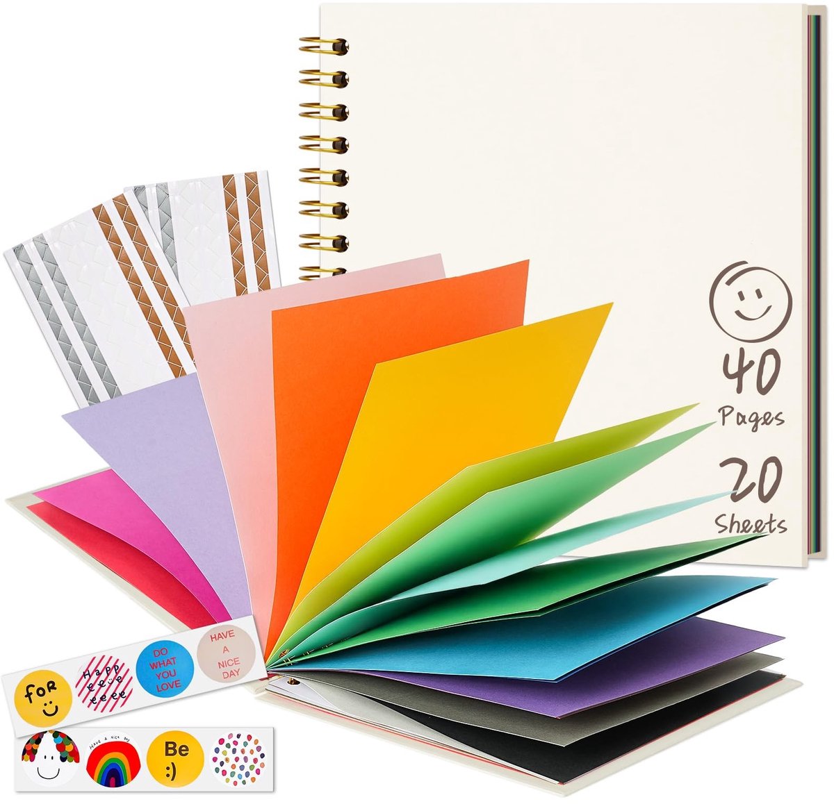 Dailygoods- Plakboek 20,5 x 20,5 cm - DIY Fotoalbum - Creatief Scrapbook - 40 Kleurrijke Pagina's - Voor Kinderen - Stimuleert Creativiteit