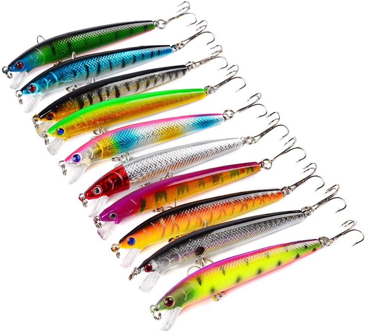 Dailygoods- Crankbaits 10 Stuks - Kunstaas 9,5 cm - Simulatie-Vishuid - Sterke Haken - Geluidseffect - Aantrekkelijk voor Grote Vissen - Vissersaas