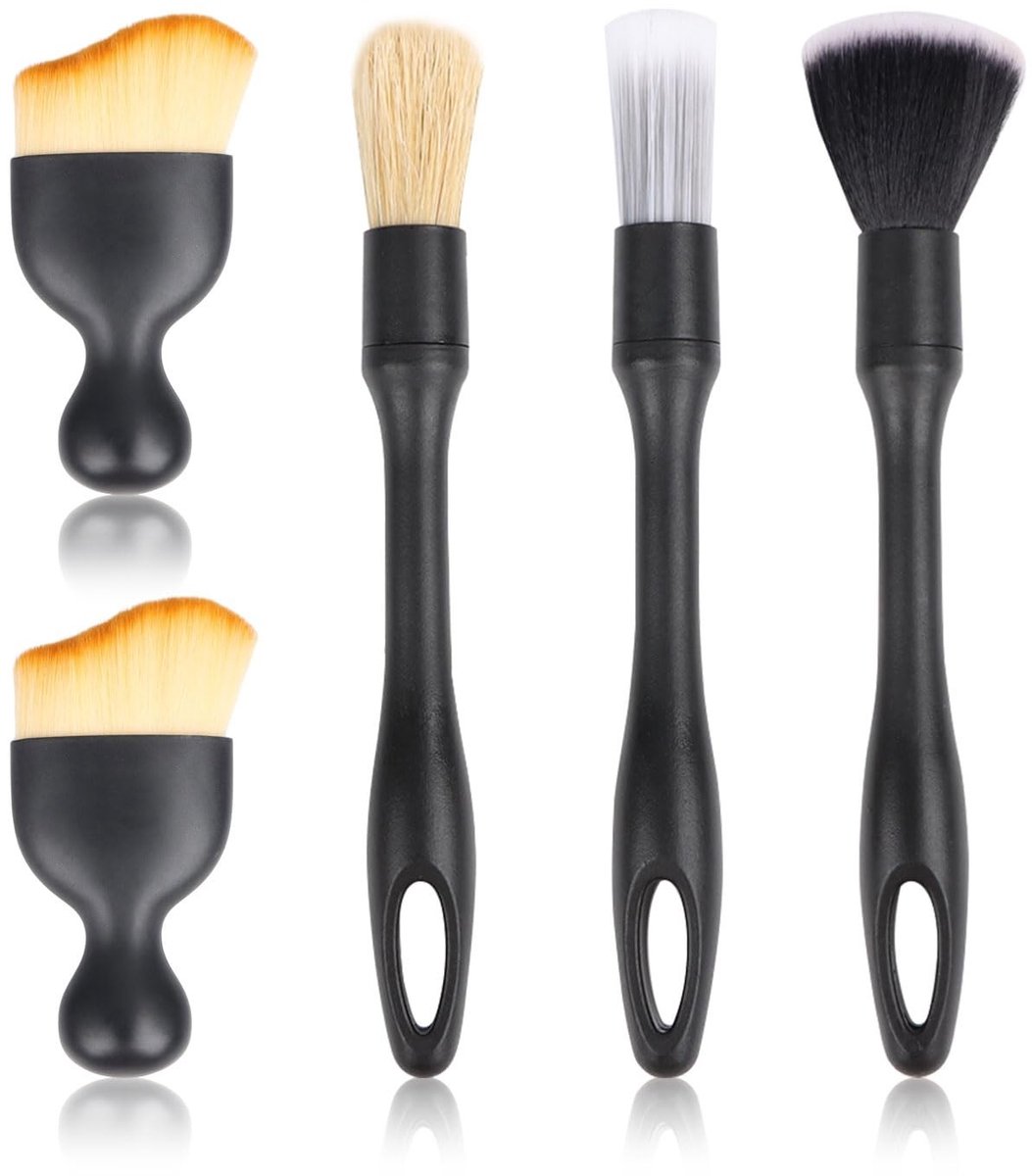 Dailygoods- Autoborstels Set van 3 - Auto-reinigingsborstel - Interieurborstel - Stofverwijderingsborstel - Zachte Borstelharen - Perfecte Afmetingen