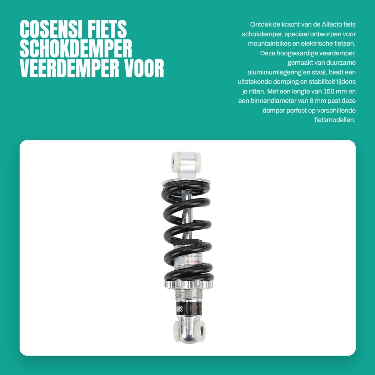 Dailygoods - Fiets schokdemper - Veerdemper voor mountainbike - Aluminiumlegering - 150 mm - Geschikt voor elektrische fietsen - Universele demper
