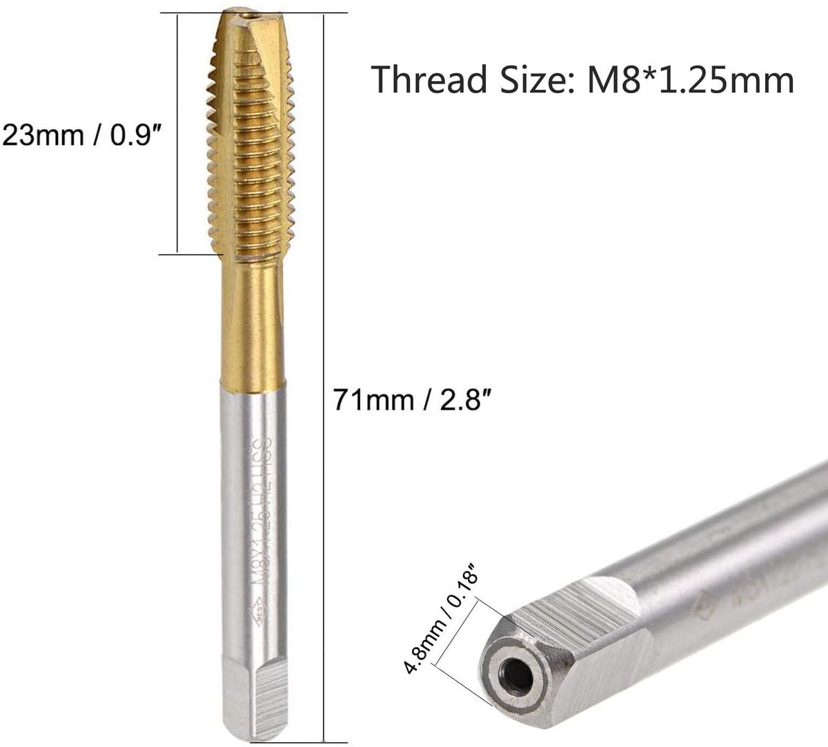 Dailygoods- Draadkraan HSS-titanium gecoat - Spiraalvormige punt - 3 fluiten - Handkraan - Voor zacht staal/aluminium - Slijtvast en duurzaam - Tap