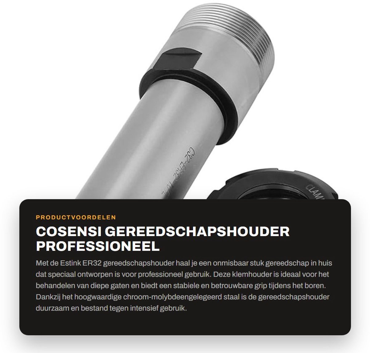 Dailygoods - Gereedschapshouder - Professioneel gebruik - Duurzaam - 32 Millimeter - Voor boormachines - Handvast en stabiel - Voor diep boren