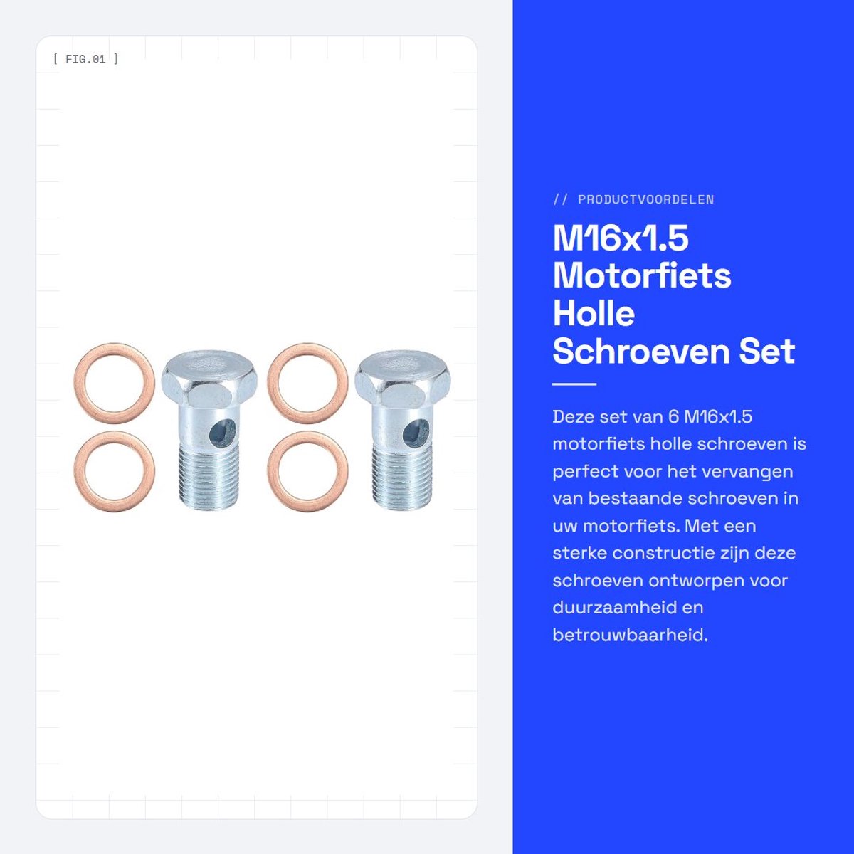 Dailygoods- Schroeven Set 38mm Lengte - Motorfiets Holle Schroeven - Zilveren Kleur - 6 Stuks - Precisiebewerkt - Duurzaam Metaal - Motorfiets Bouten