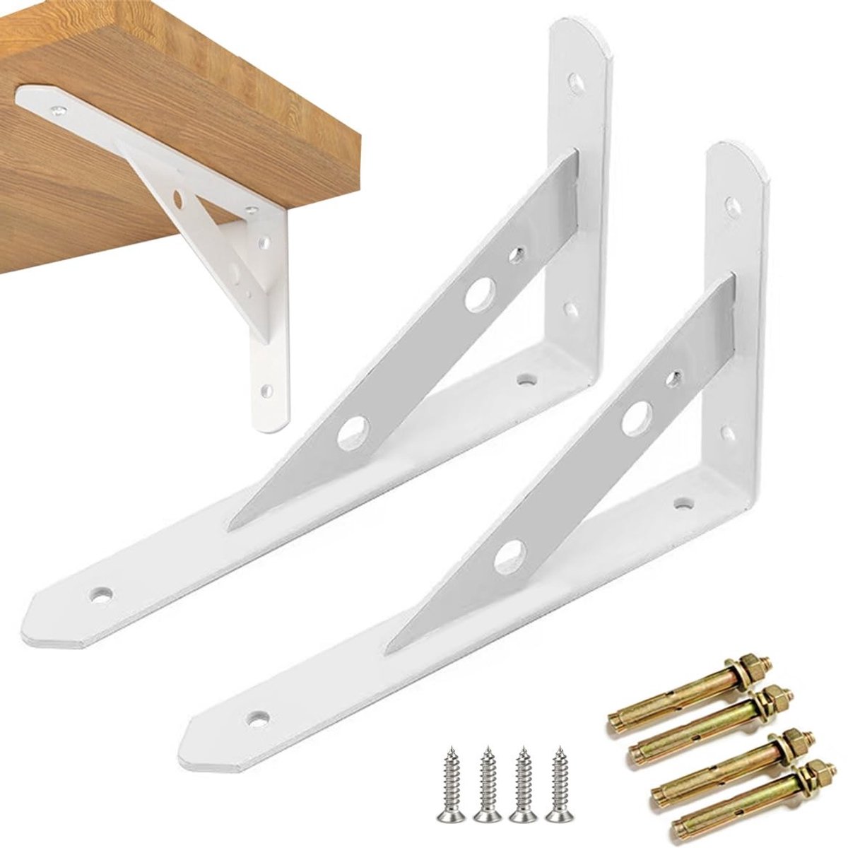 Dailygoods- Plankhouder Zwaargewicht - Plankdrager Metaal - Plankdrager Hoek - Plankdrager Wit - Opbergrek - Ruimtebesparend 20x12x2,5CM