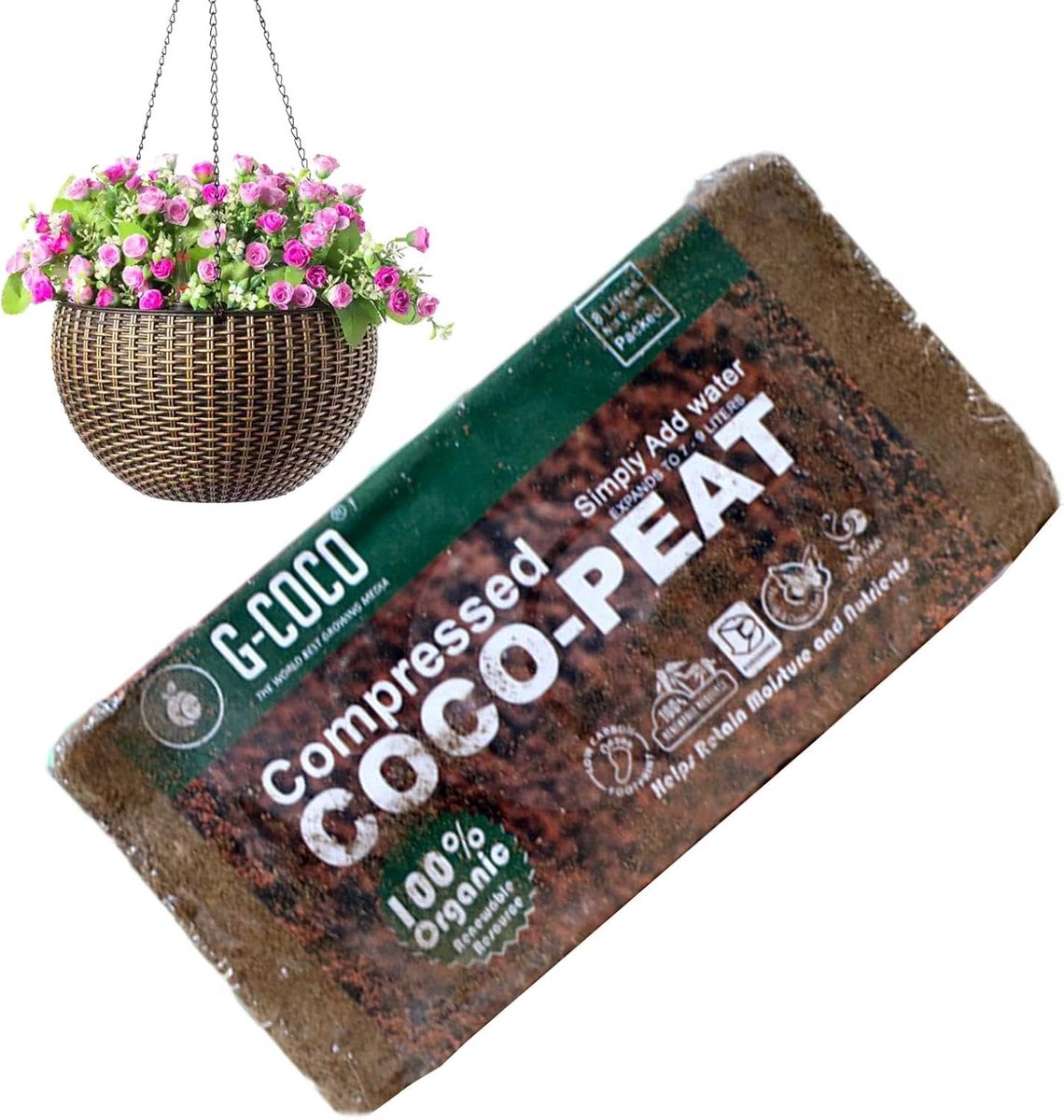 Kokosvezel Steen - Planten aarde Kokos - Planten Groei Verbeteren - Hoge Vochtretentie - ca. 650g - Bruin