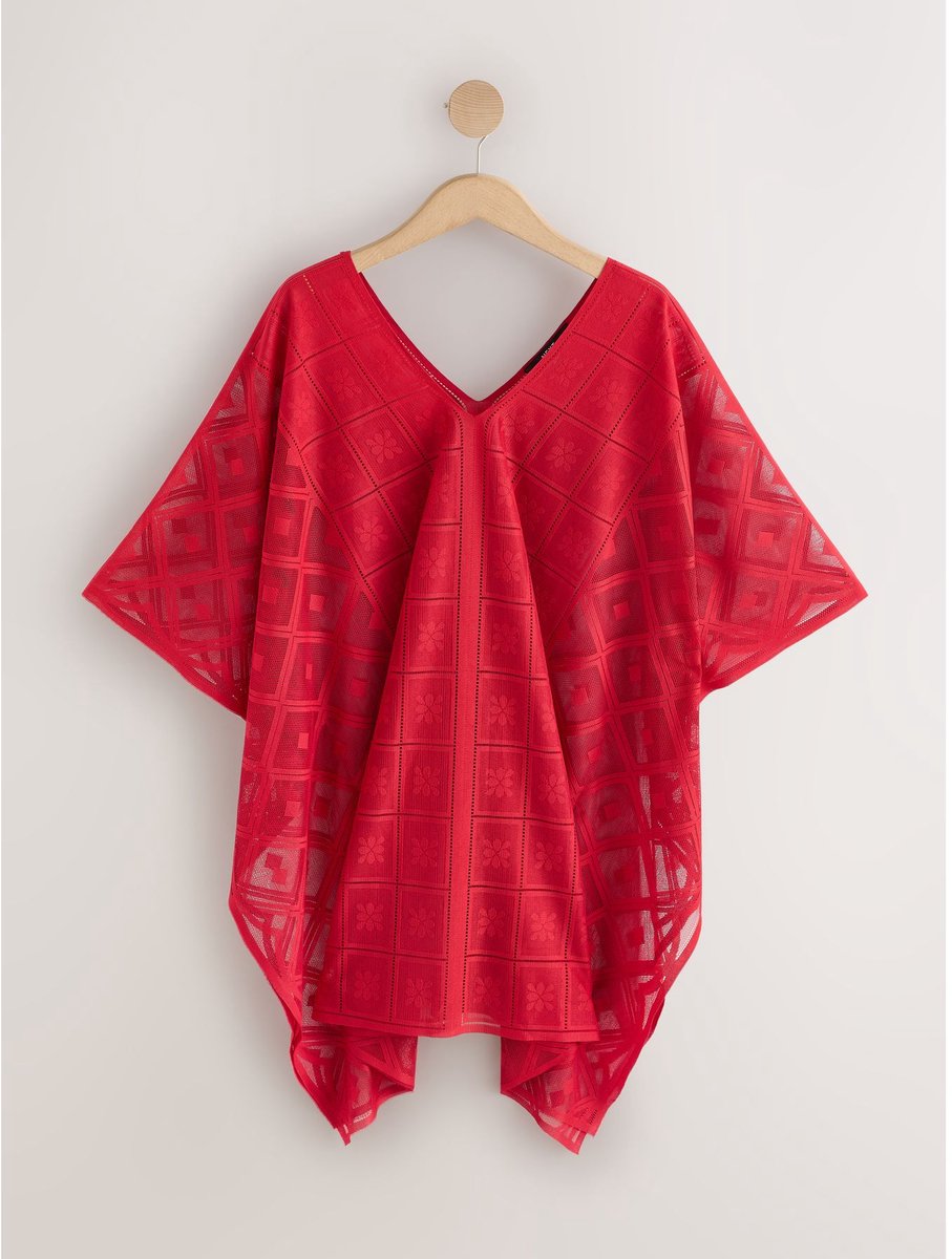 Next - Dames - Kanten poncho met V-hals - Rood