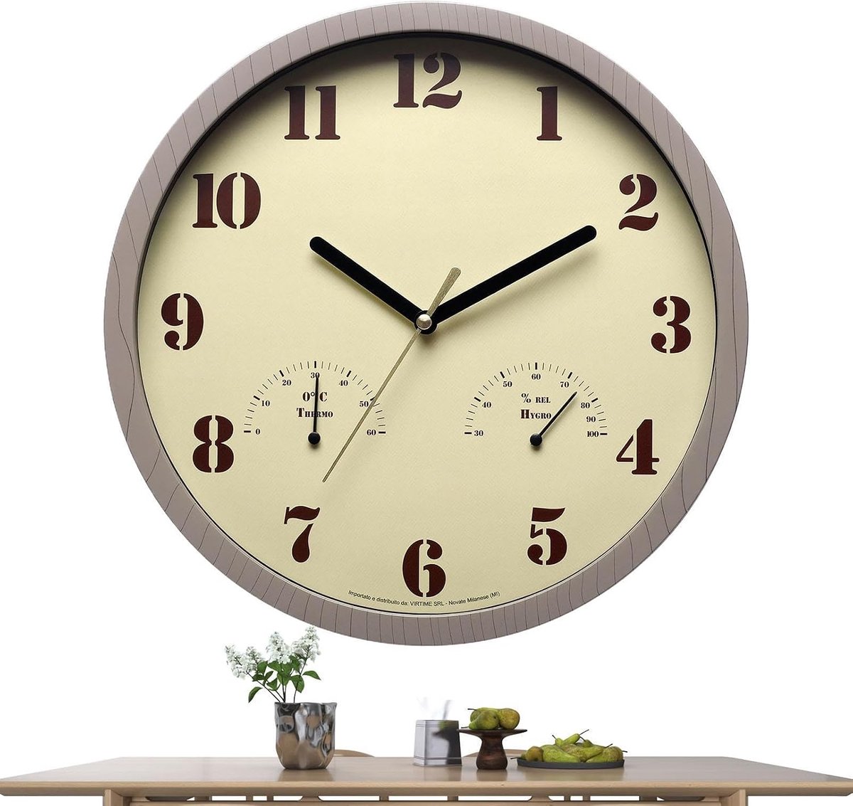 Wandklok Buiten - Decoratieve Klok - Buiten Leven - Met Thermometer Hygrometer - 25.7 cm - Enkel Kenmerk