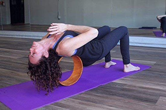 Yoga Wiel - Oefenwiel Yogaprop - Houdingen Verdiepen - Extra Dik TPE Kussen - 32 cm Diameter - Houtnerf Zwart — afbeelding 3