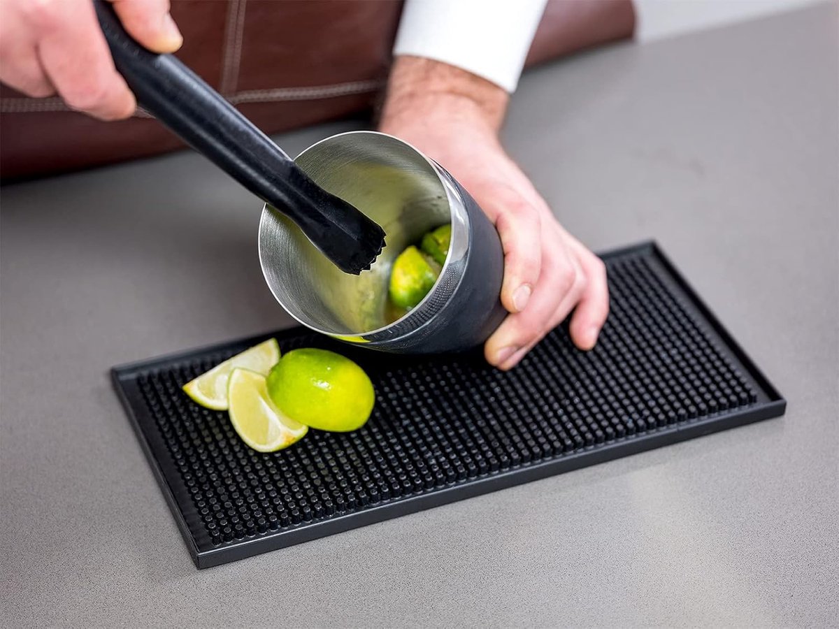 SnelShoppen - Bar Mat 30 x 15 cm - Draining Mat voor Sneldrogende Glazen - Plastic Zwart - Ideaal voor Bar, Keuken en Feesten
