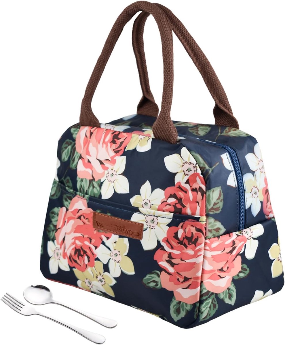 SnelShoppen - Insulated Lunch Bag - Koeltas voor Camping, Werk en School - Lichtgewicht Oxford Katoen - Geschikt voor Vrouwen en Studenten - Met Voorv