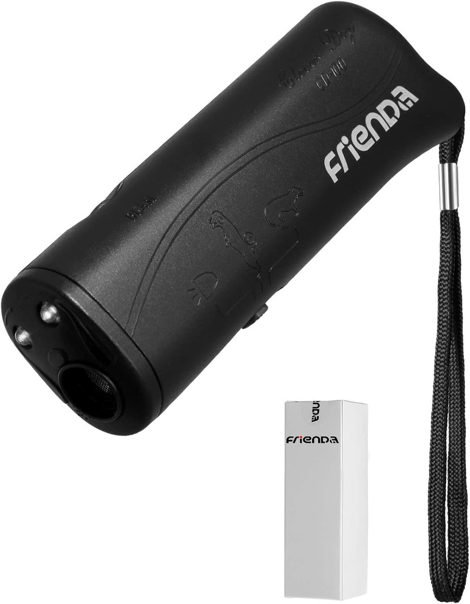 SnelShoppen - LED Ultrasonic Hond Repeller en Trainer 3-in-1 Anti-Blaffen Draagbaar Hondentrainingsapparaat (Zwart)