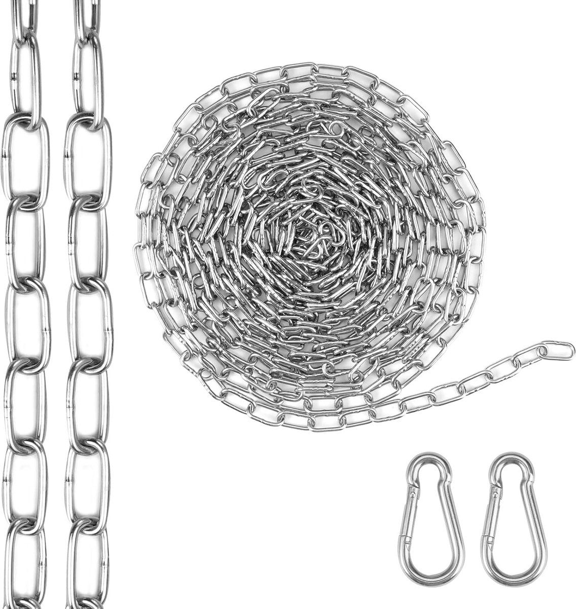 SnelShoppen - RVS Ketting 5 Meter Ø 2 mm | Stalen Klinkketting, Robuuste Link Chain, Corrosiebestendig, Voor Lampen, Tuin en Decoratie