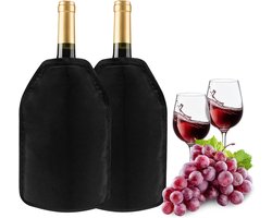 SnelShoppen - Black Wine Cooler Sleeve - Gel Freezer Chiller voor Wijn, Champagne, Bier - 6 Uur Koeling - Draagbaar voor Picknick, BBQ - Past op 750ml