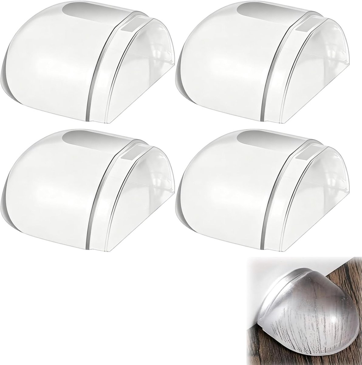 SnelShoppen - 4 stuks zelfklevende deurstoppers voor vloer, transparant, sterke grip voor tegels, laminaat, parket, vinyl, stille deurbuffer ter besch