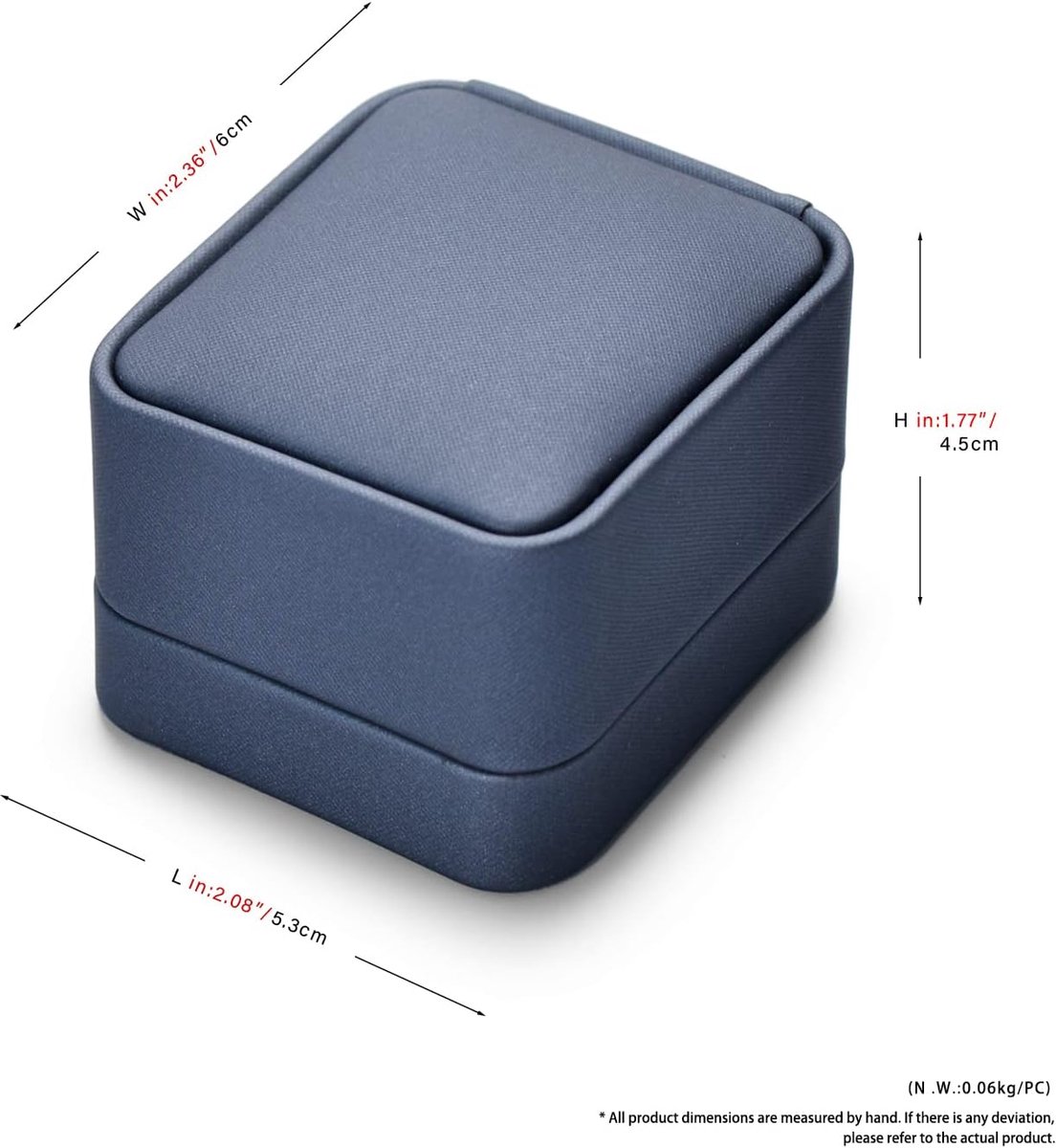SnelShoppen - Donkerblauwe en Grijze Velvet Ringdoos - Luxe Sieraaddoos voor Verloving, Huwelijk, Cadeau en Meer - Compacte Maat 5.3 x 6 x 4.5 cm