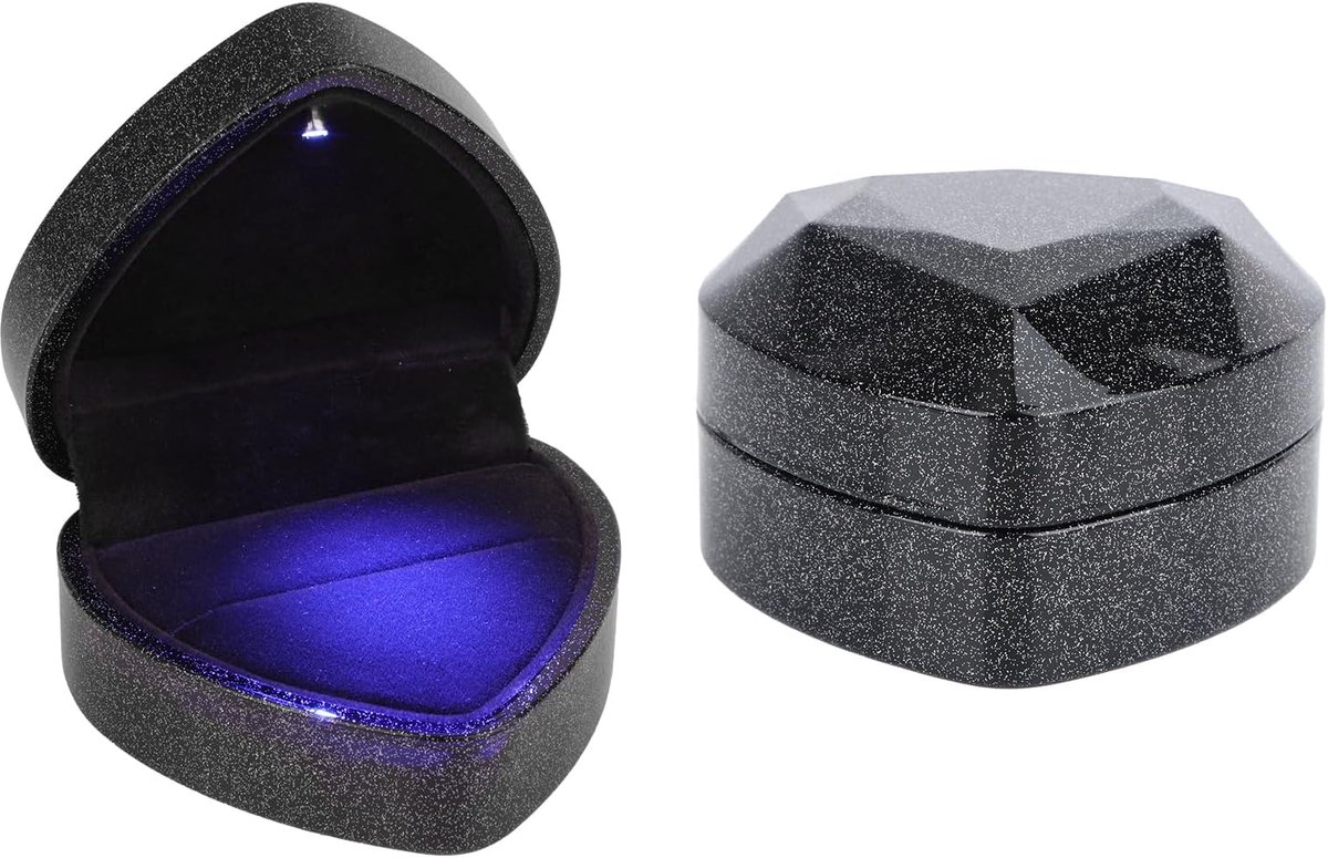 SnelShoppen - Ringdoos met LED Licht, Hartvormige Verlovingsringdoos Schattige Romantische Sieraaddisplay Gift Box voor Huwelijksaanzoek en Jubileum