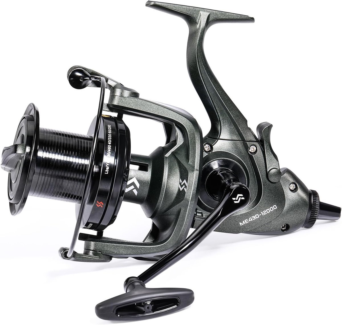 SnelShoppen - ME430 Karper Reel, 11000/12000 Lijn Capaciteit, Sterke 13+1BB en 38LB Max Drag, Zoutwater en Zoetwater Vissen, 4.6:1 Overbrenging