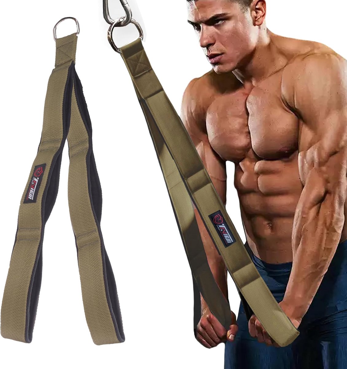 SnelShoppen - Tricep Rope Cable Attachment Verstelbaar - 3 Lengtes in 1 - Triceps Pull Down Rope Extension Strap - Kabel Crossover Accessoires - Zwart