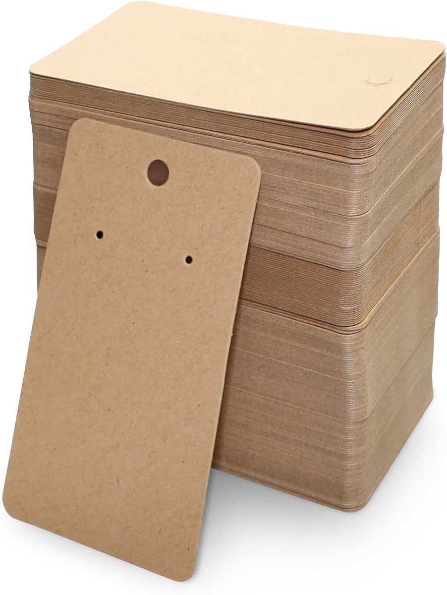SnelShoppen - 200 Stuks Oorbellen Display Kaarten Kraftpapier Blank Juwelen Houder 3.5 x 2 Inch Bruin Voor Oorbellen Sieraden