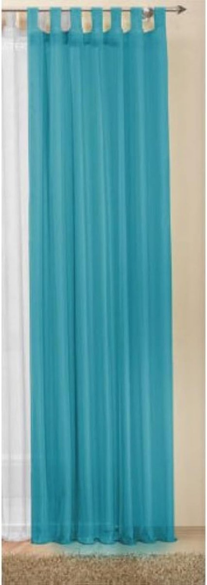 SnelShoppen - Transparante Eenvoudige Gordijn Voile 245 x 140 cm Turquoise - 100% Polyester, Wasbaar, Ideaal voor Woonkamer, Slaapkamer, Feest en Tuin