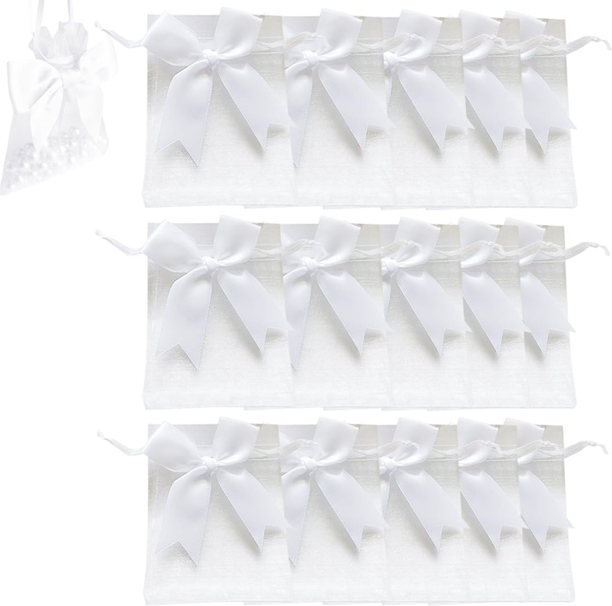 SnelShoppen - 15 Organza Zakjes 10x15 cm, Bruiloftszakjes, Snoepzakjes, Geschenken, Lavendelzakjes, Feestzakjes met Satijnen Koord - Perfect voor Brui