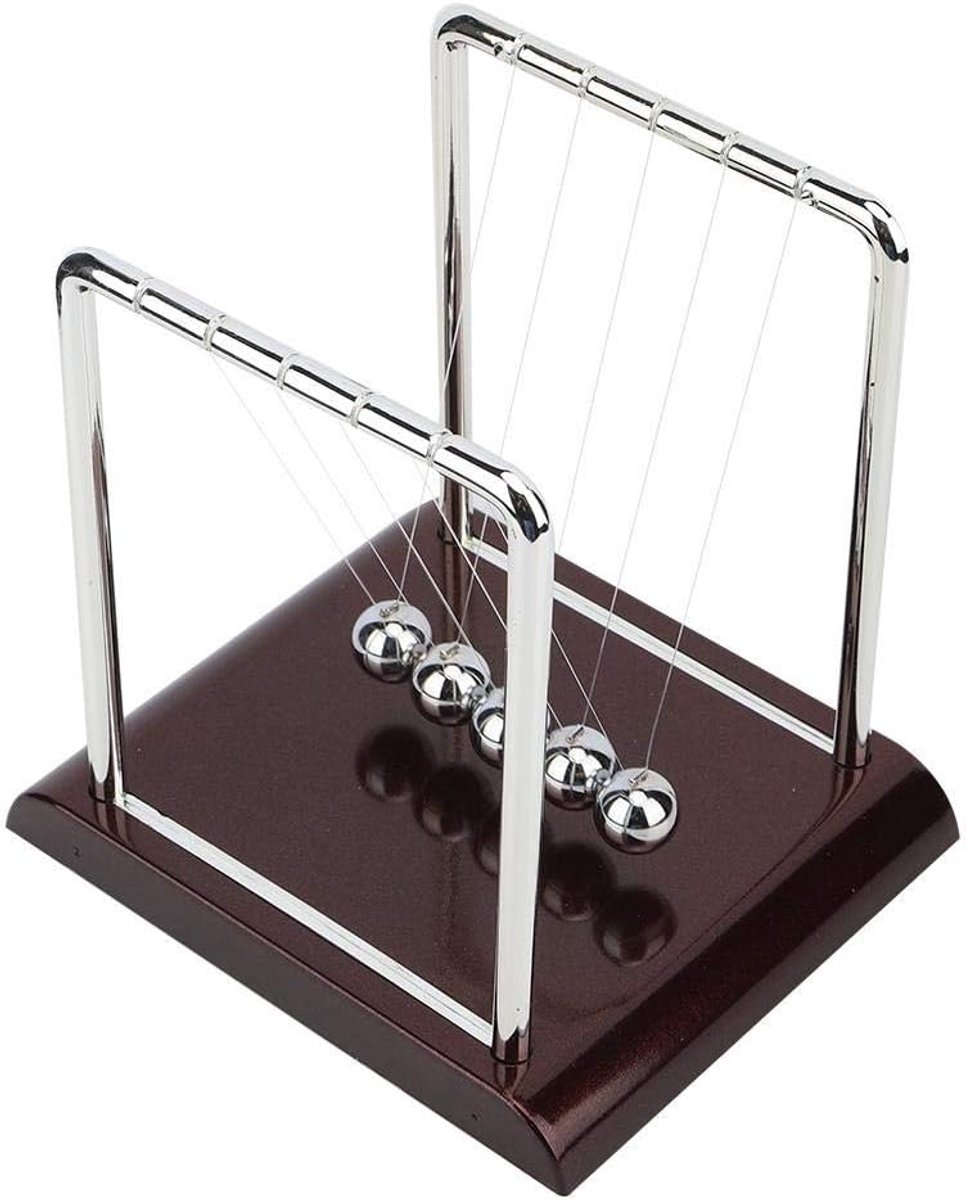 SnelShoppen - Newton's Cradle Classic Pendulum met 5 Balansballen, Staal, Desk Decoratie voor Stressverlichting en Balansspel, Perfect voor Thuis of K
