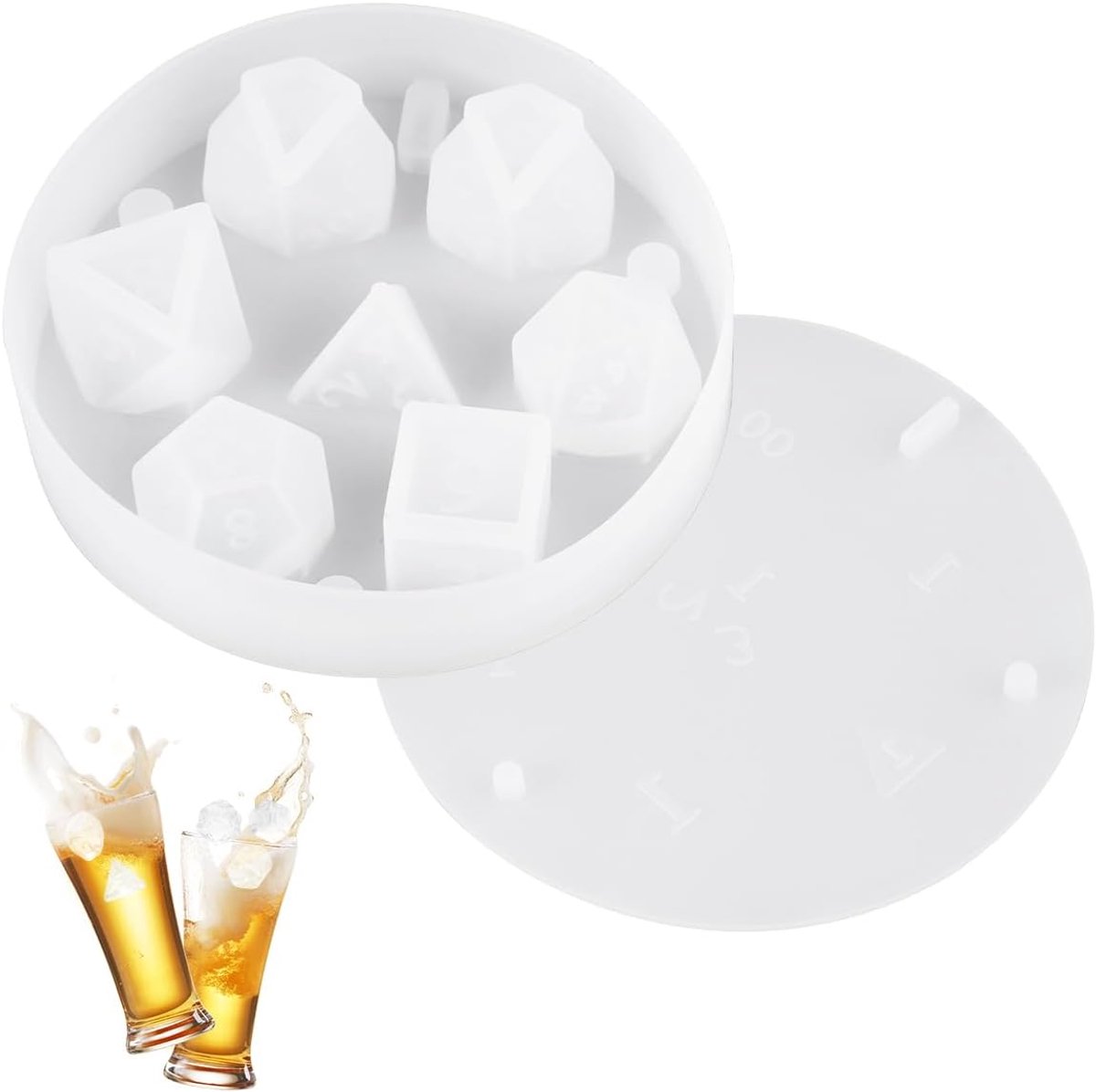 SnelShoppen - 7-vormige DND dobbelstenen, whisky ijsblokjes, 3D dobbelsteenvorm, whiskey accessoires, cocktails, zomerdranken, leuk cadeau voor tafels