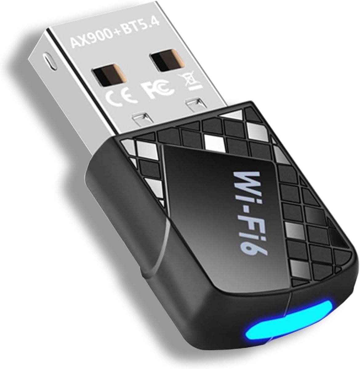 SnelShoppen - WiFi 6 Bluetooth 5.4 USB Adapter voor PC - AX900 Dual Band 2.4GHz/5GHz - 900Mbps voor Desktop/Laptop - Compatibel met Windows 11/10/8.1/