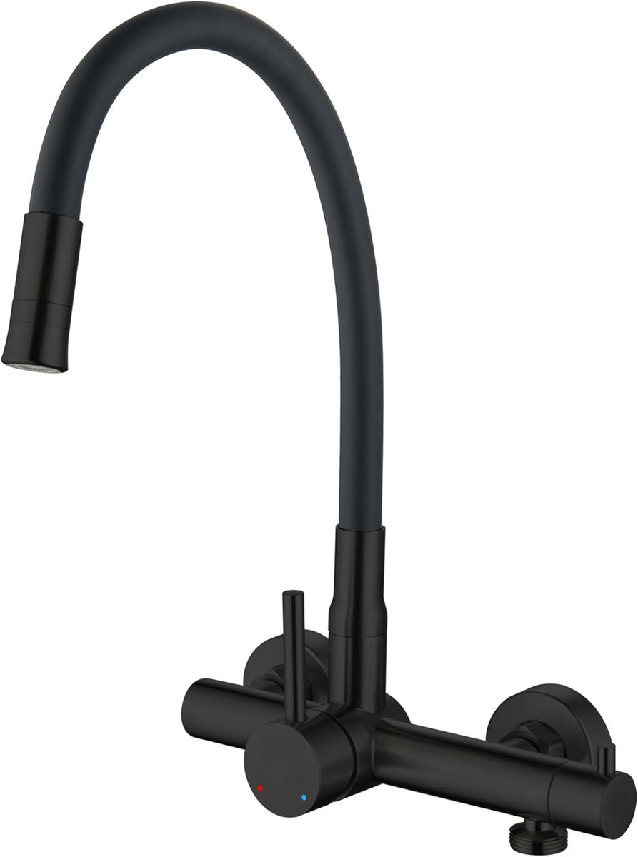 SnelShoppen - Wandgeïnstalleerde Keukenkraan met 3/4 Inch Aansluiting voor Vaatwasser/Wasmachine, 360° Flexibele Kraan, Mengkraan met 2 Spray Modi, Ma