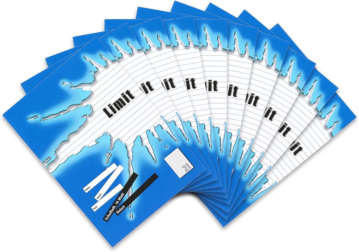 SnelShoppen - A4 Schoolnotitieboek 10-pack 16 vellen gelinieerd zonder rand, blauw, 80 g/m² ECF papier, ideaal voor school, kantoor en creatief gebrui